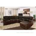 High quality Solid Wood Leather Recliner Corner Sofa